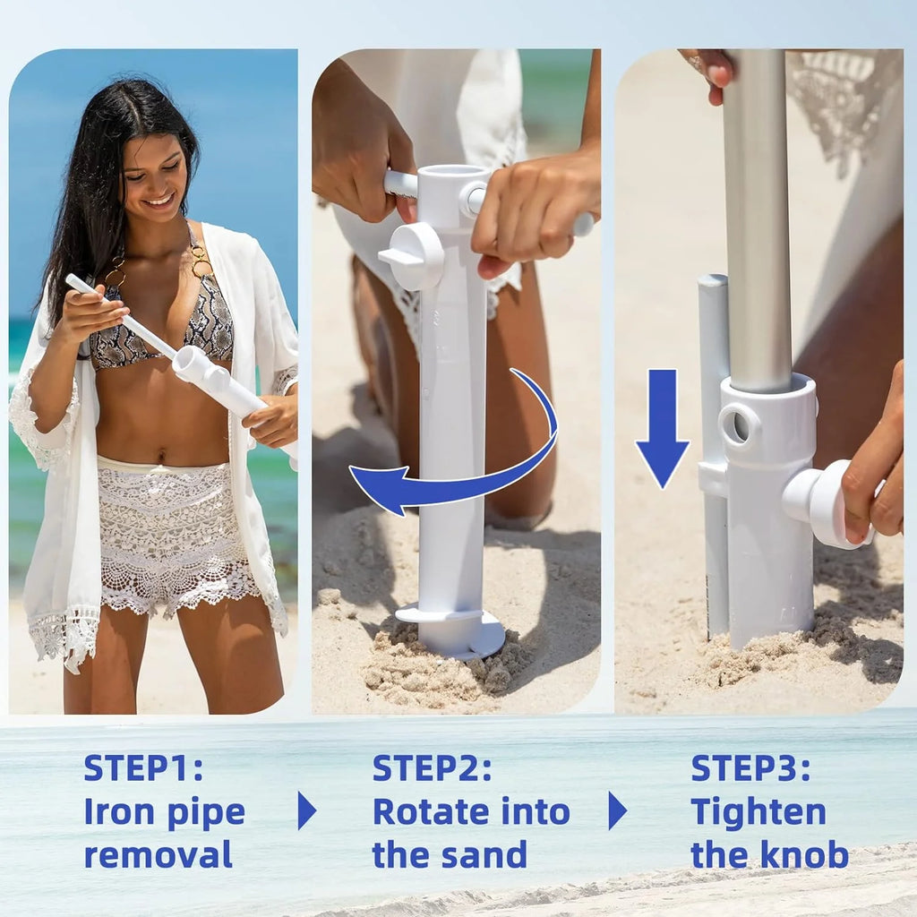 6.5ft Beach Umbrella with Sand Anchor D155978