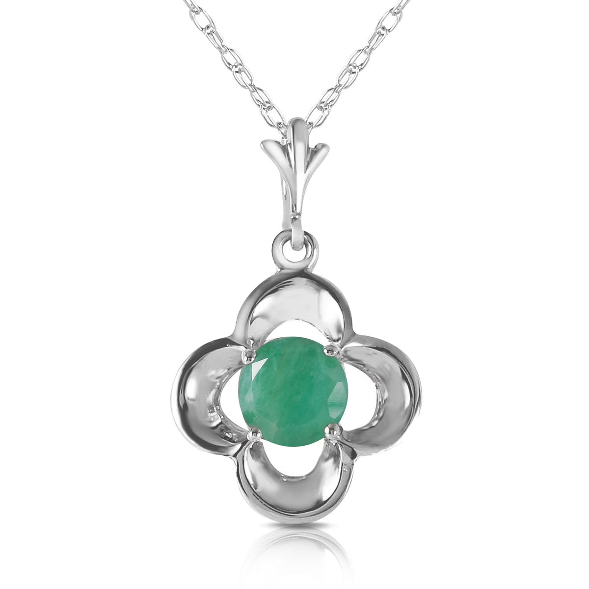 14k 18" White Gold Necklace with Emerald Bud H191
