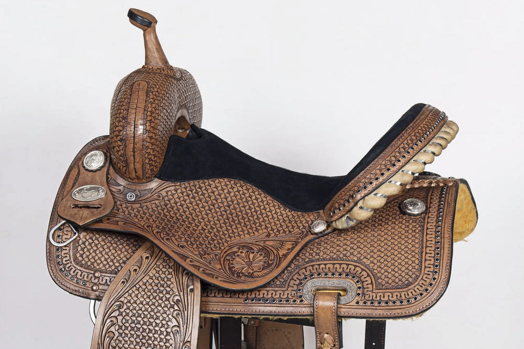 Dark Brown Leather Barrel Racing Saddle J931039