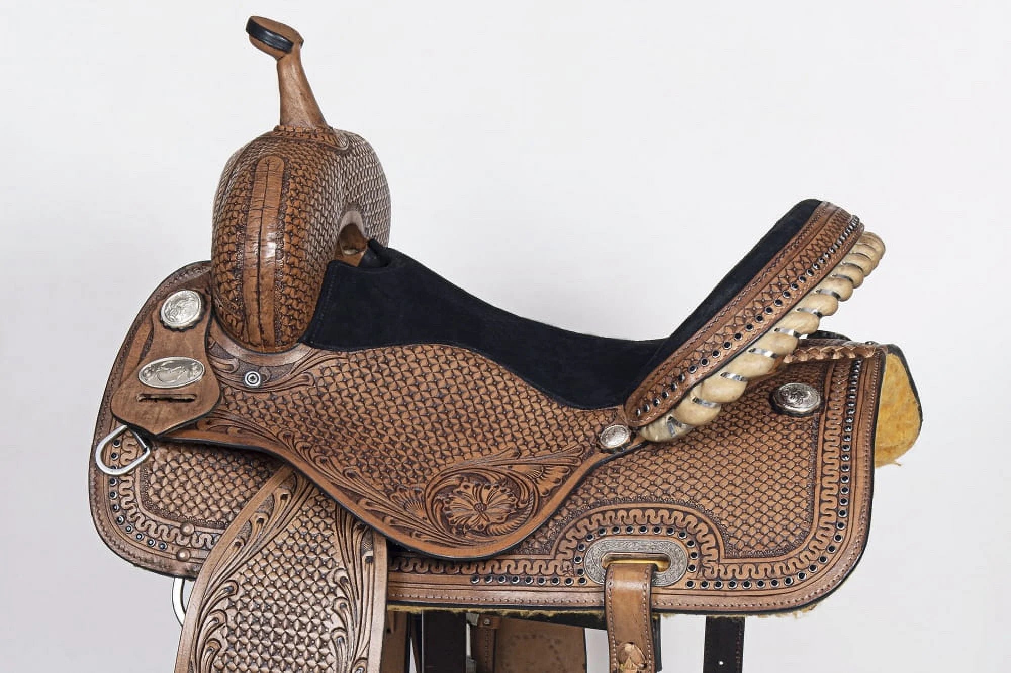 Dark Brown Leather Barrel Racing Saddle J931039