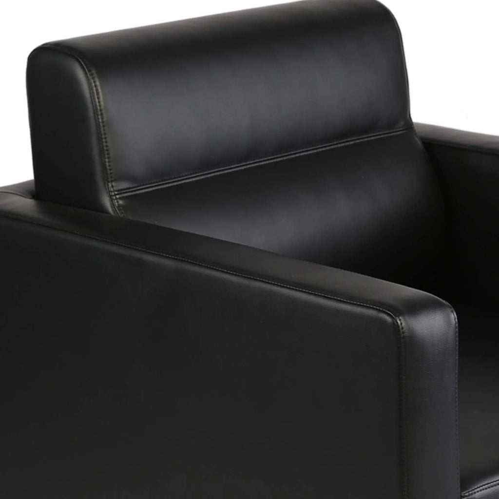 Black Leather Club Chair with Cushion P1974