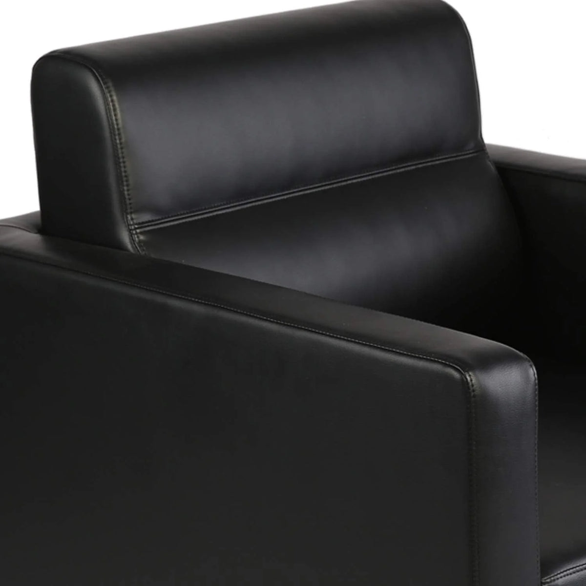 Black Leather Club Chair with Cushion P1974