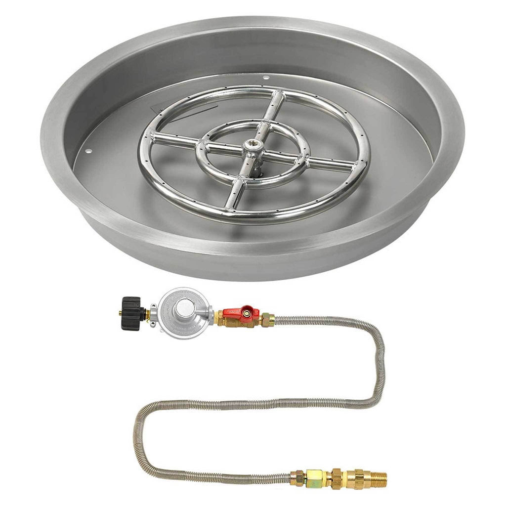 Round Stainless Steel Drop-In Pan with Match Light Kit Propane Fire Pit Ring V18247