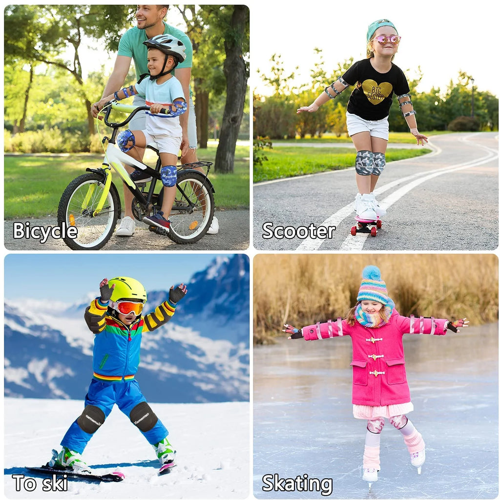 Kids Knee Pad Elbow Pads Wrist Guards Protective Gear Set D6329