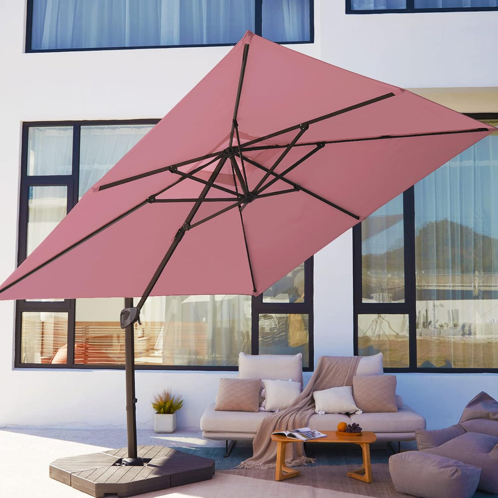 9x9 FT Square Cantilever Patio Umbrella with Sky Blue Solution-dyed Fabric F28421