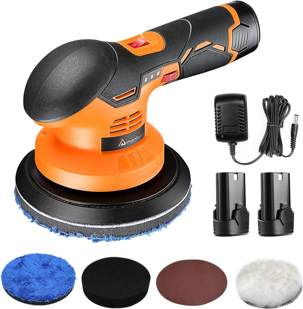 Cordless Car Buffer Polisher Kit with 2pcs 12V 2.0Ah Rechargeable Battery O501