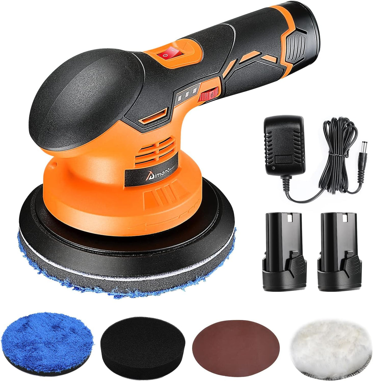 Cordless Car Buffer Polisher Kit with 2pcs 12V 2.0Ah Rechargeable Battery O501