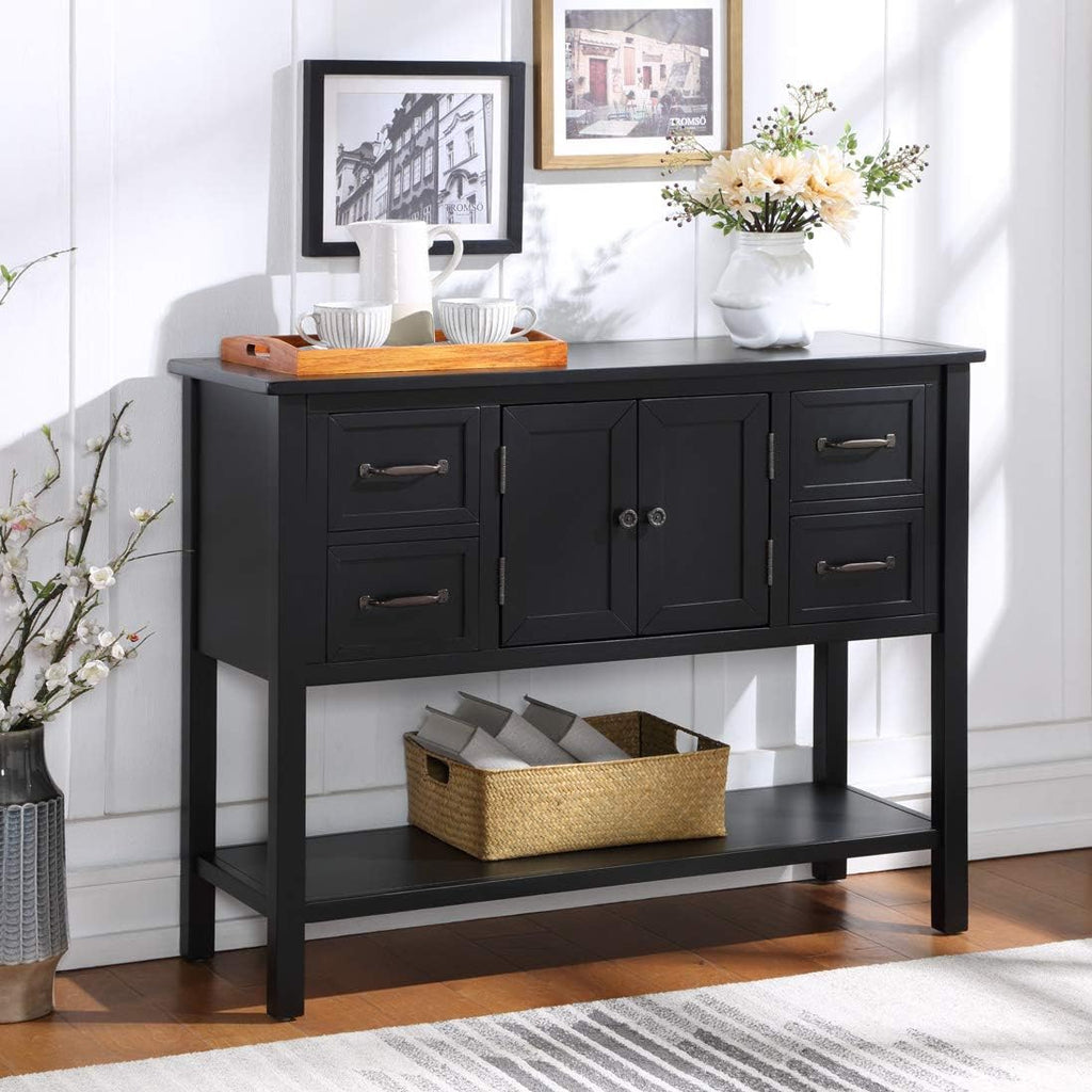Light Green 6 Drawers Sideboard Console Table with Cabinet and Bottom Shelf S7722