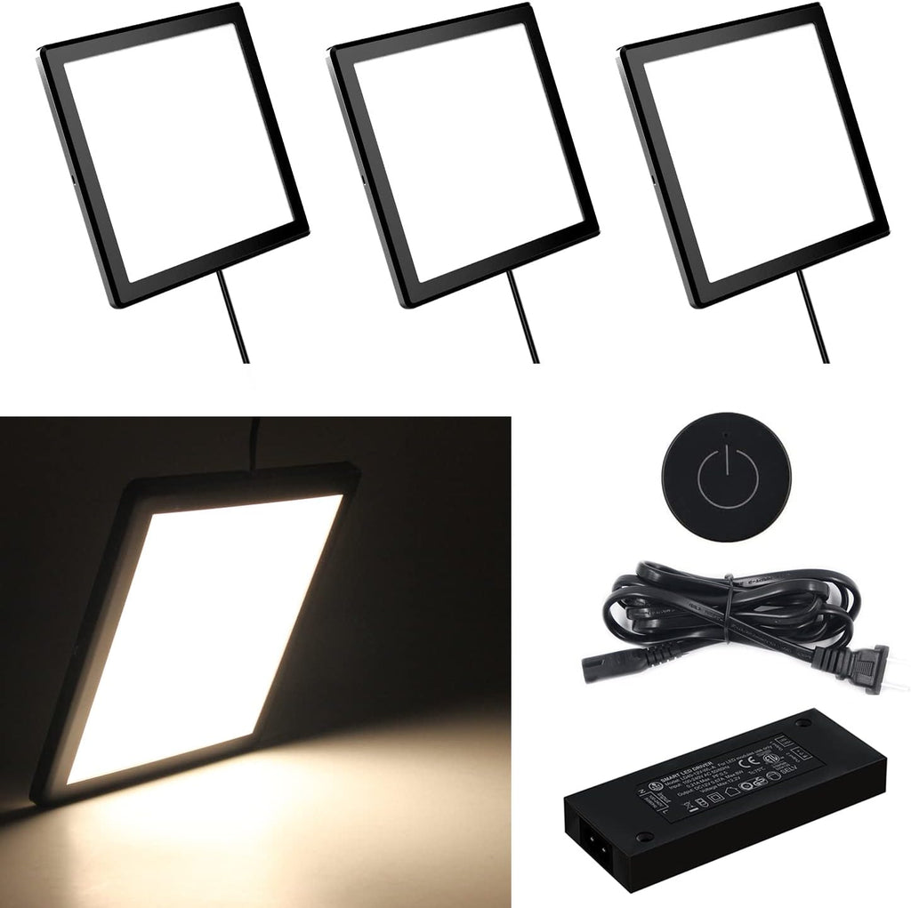 Round Black 4000K 3PCS Under Cabinet Puck Light with Wireless Dimmer Switch Z1323