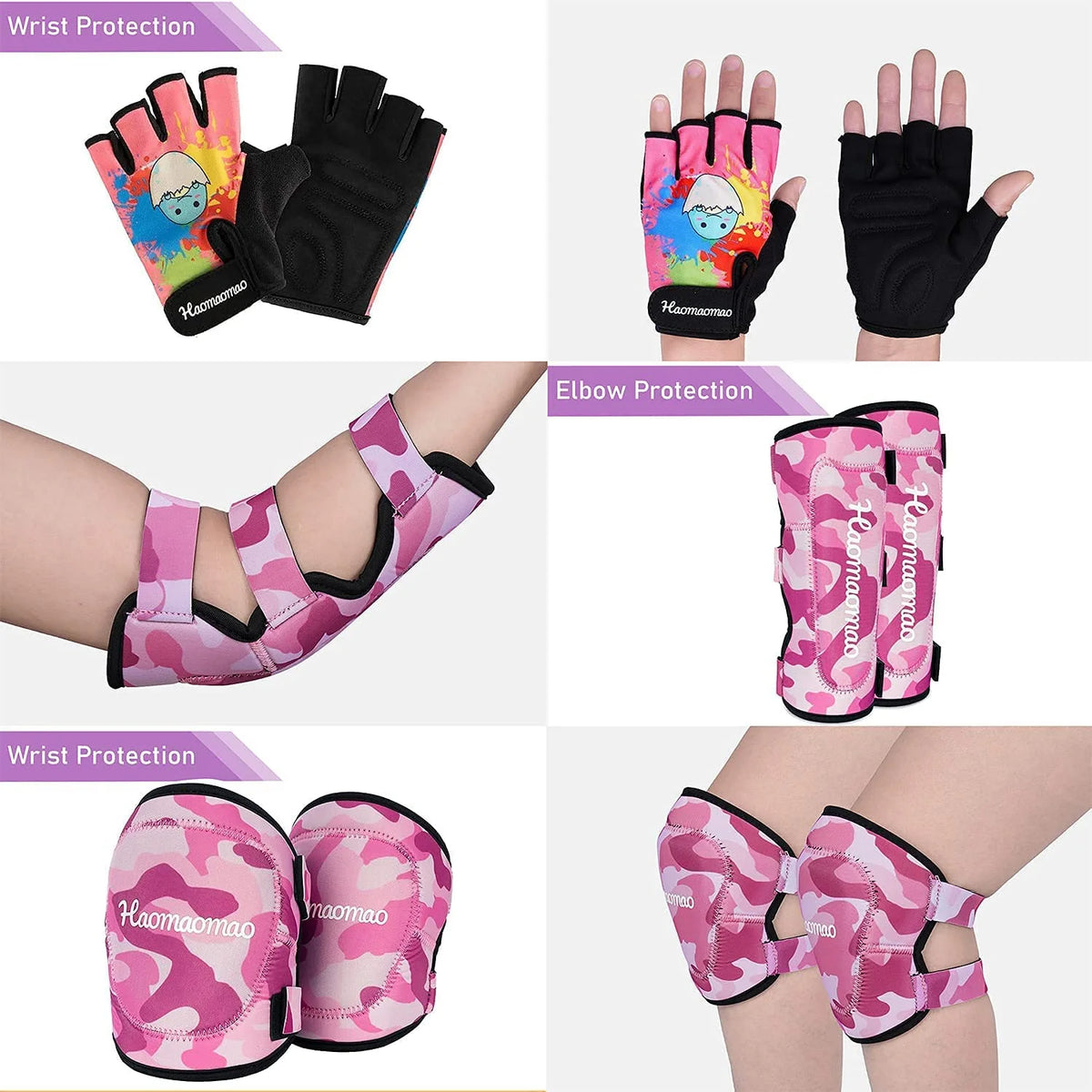 Kids Knee Pad Elbow Pads Wrist Guards Protective Gear Set D6329