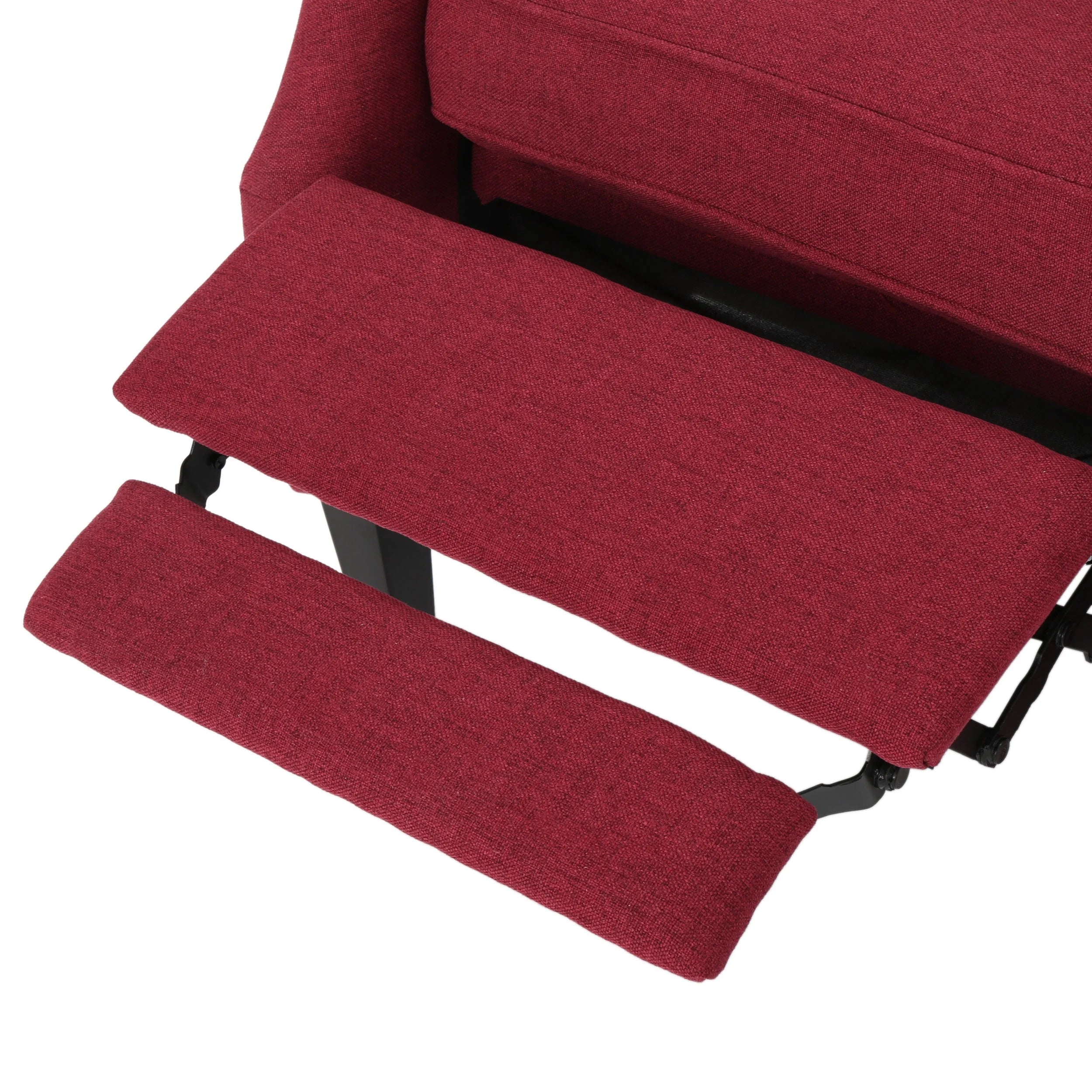 Deep Red and Dark Brown Fabric Pushback Recliner, Set of 2 F4091