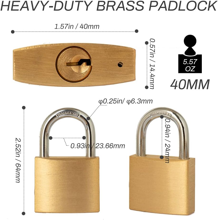 16 Pack Keyed Alike Solid Brass Padlock with 1-1/4” Wide Lock Body C39942