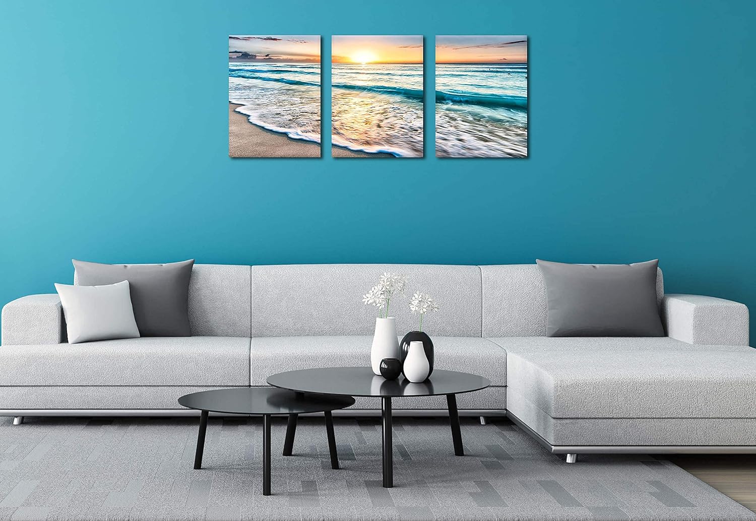 Framed Canvas Wall-Art Oil Painting 12x16inchx3pcs W132