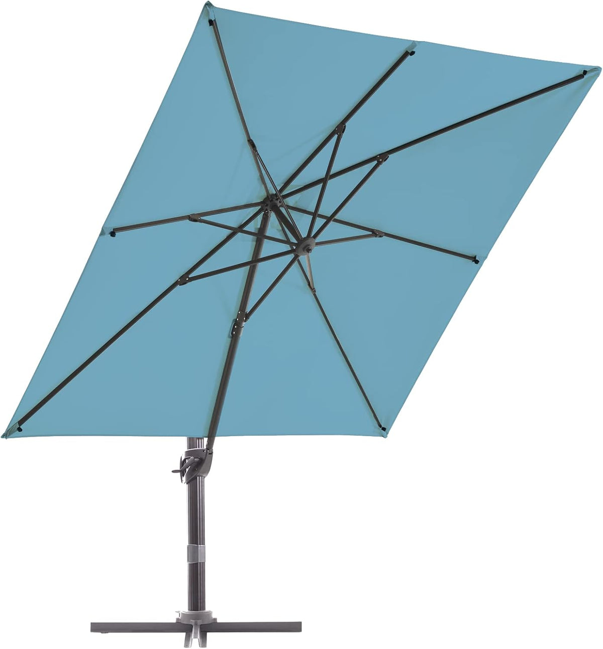 9x9 FT Square Cantilever Patio Umbrella with Sky Blue Solution-dyed Fabric F28421