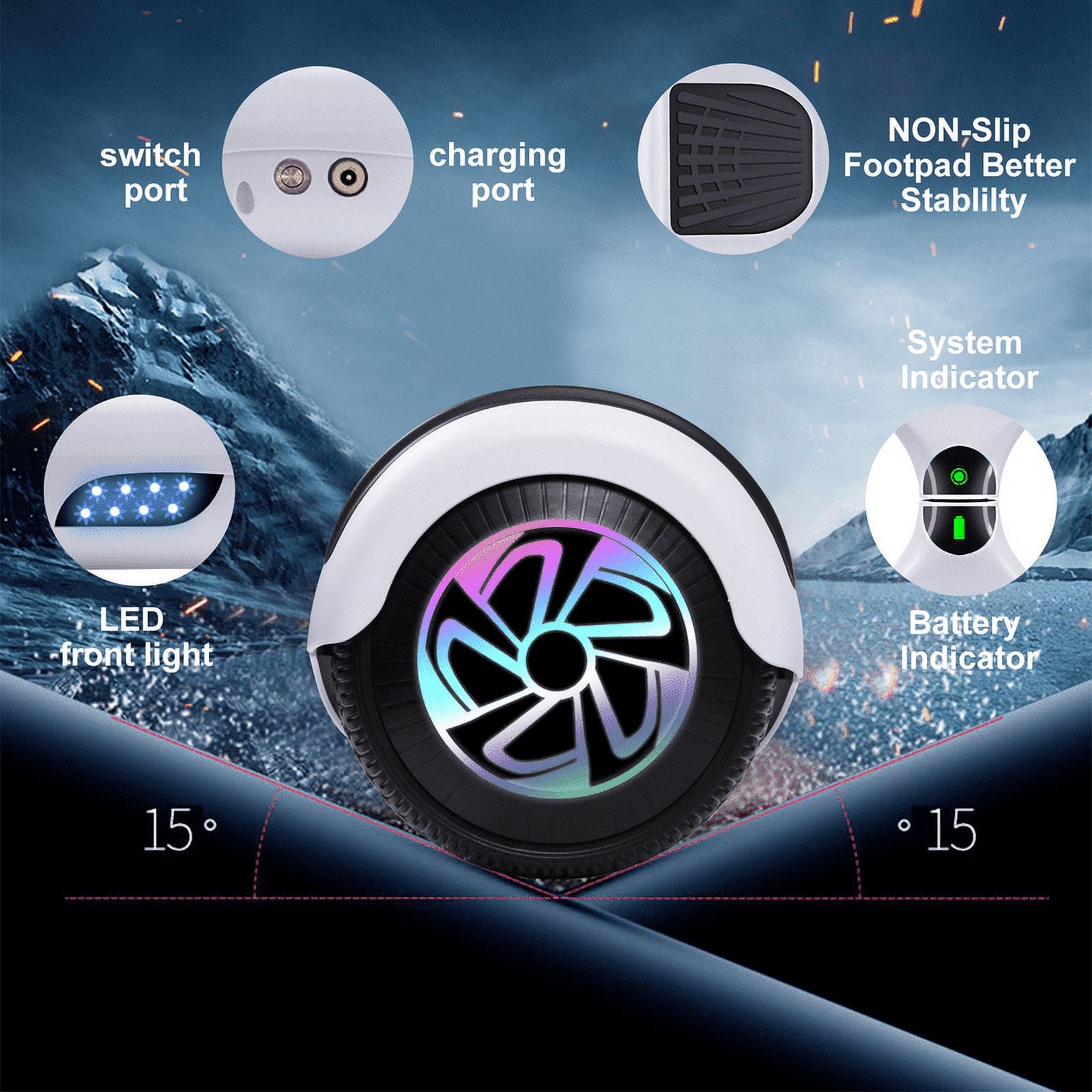 6.5 inch Two Wheel Self Balancing Electric Scooter with Bluetooth Speaker and LED Lights J44474