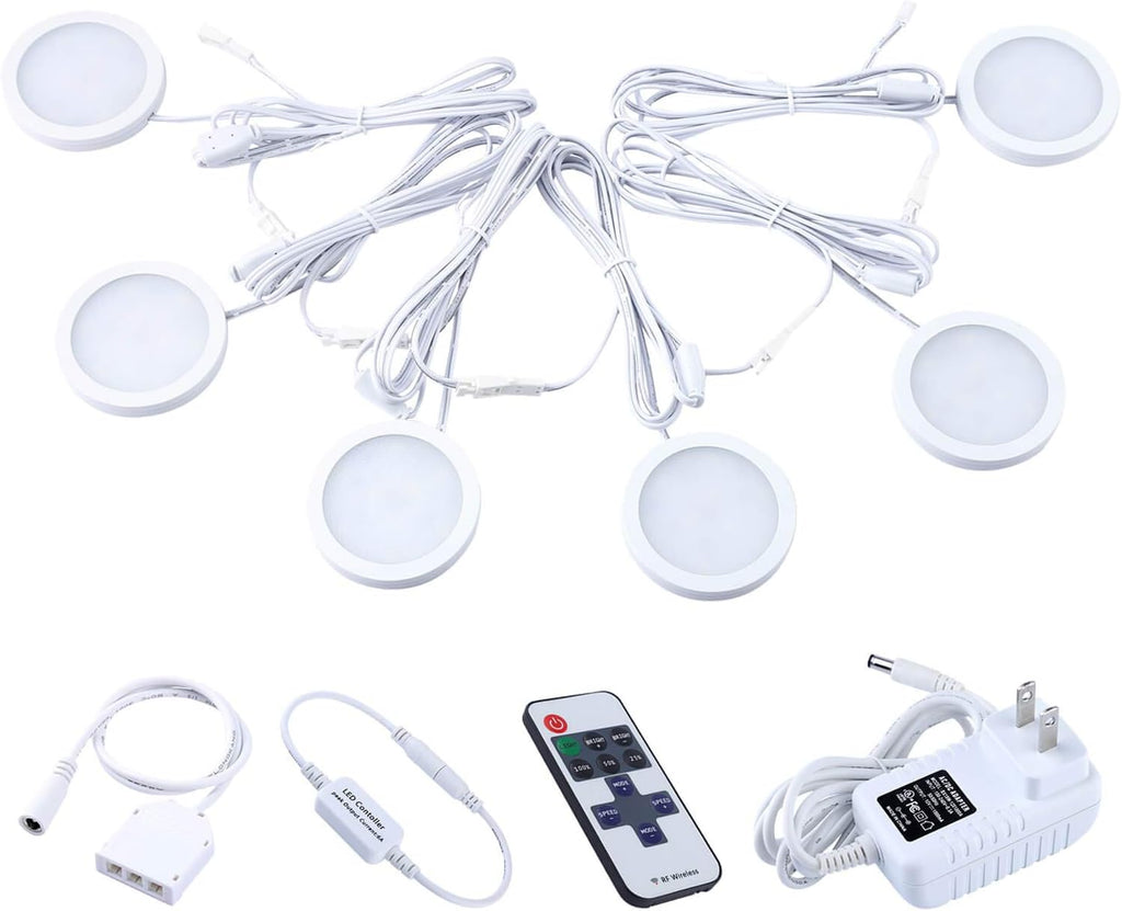 Warm White 10 Lights Linkable Dimmable LED Puck Lights R1959