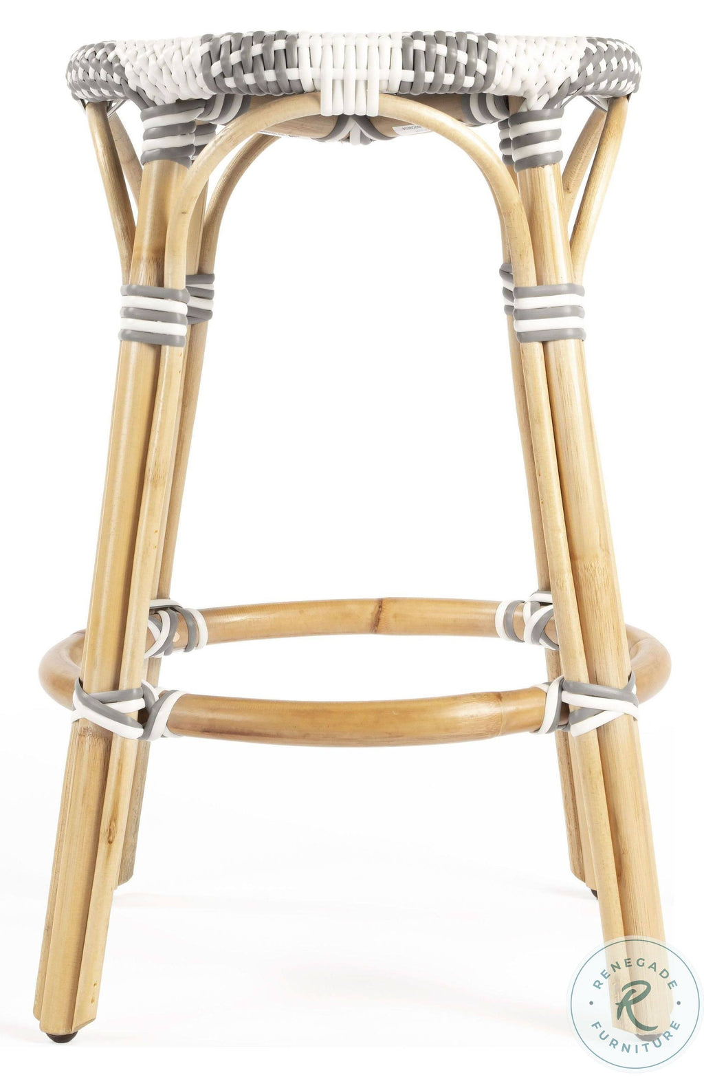 Grey & White Rattan Counter Stool H63420