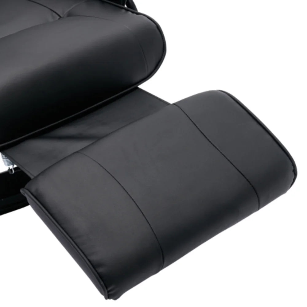 Black Faux Leather Swivel Recliner with Footrest I247639