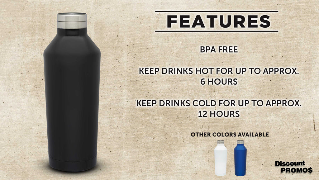 Black Stainless Steel Water Bottles 17 oz Set of 6 Double Wall B614