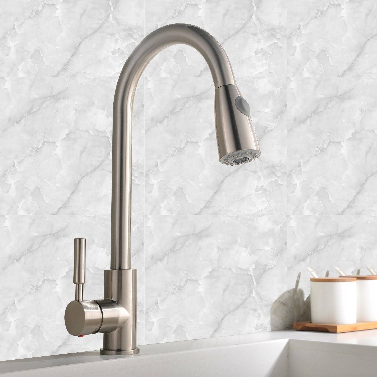 Commercial Stainless Steel Single Handle Pull Down Sprayer Kitchen Faucet N4351
