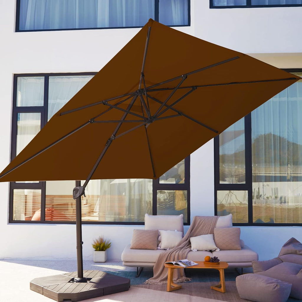 9x9 FT Square Cantilever Patio Umbrella with Sky Blue Solution-dyed Fabric F28421