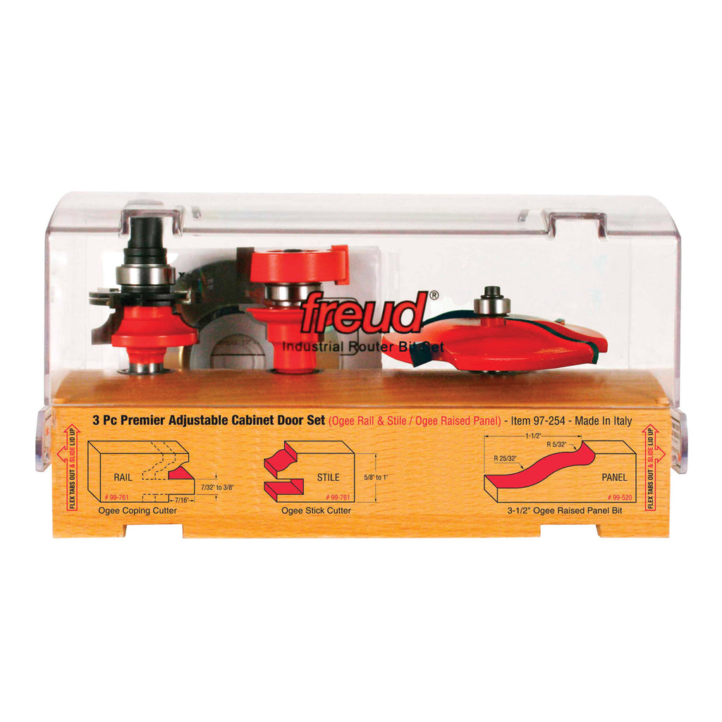 3 Piece Adjustable Cabinet Door Bit Set O4672