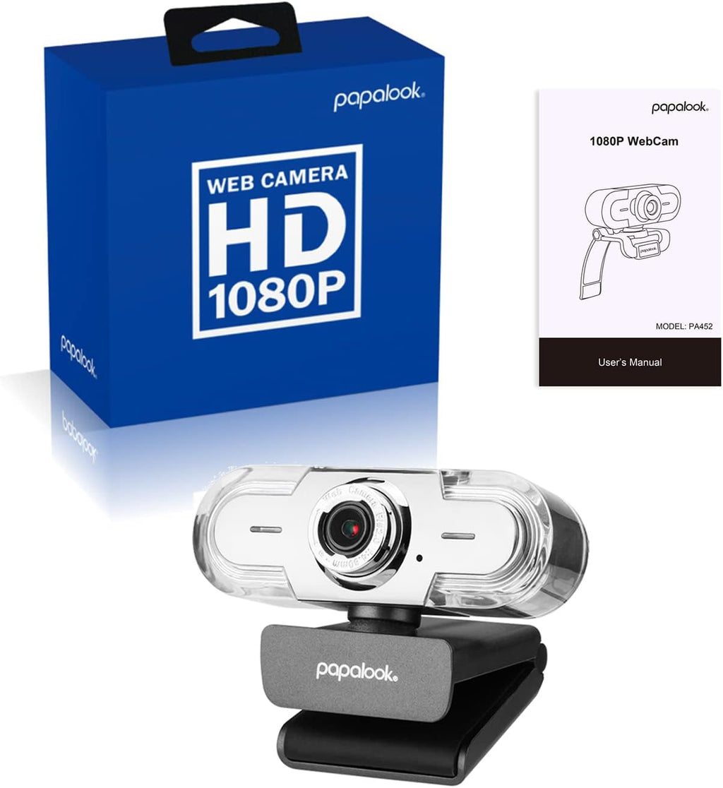 1080P Webcam with Microphone, Full HD Streaming Web Camera, 90° View Computer Camera, Manual Focus USB Camera I79436