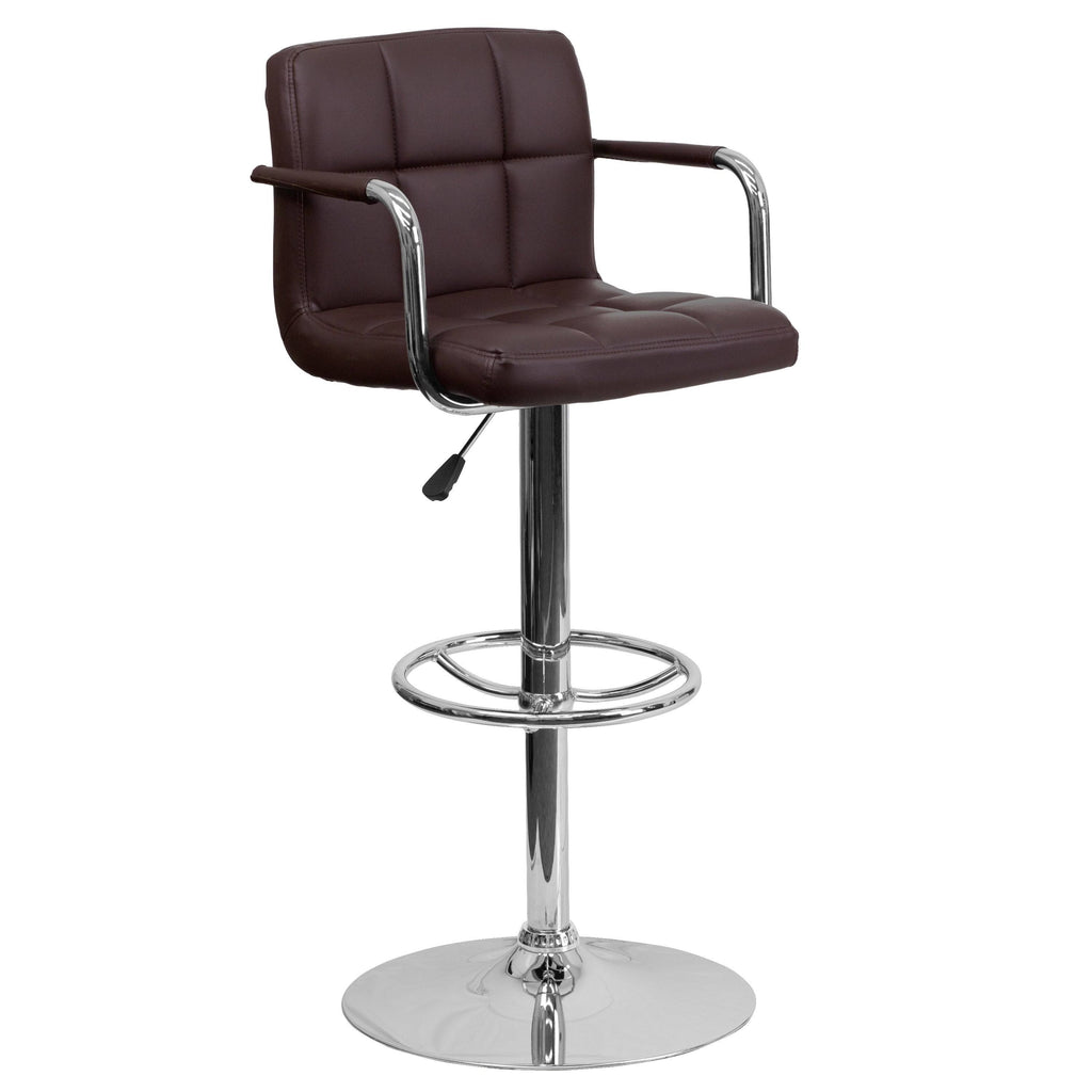Yellow Adjustable Quilted Barstool G915
