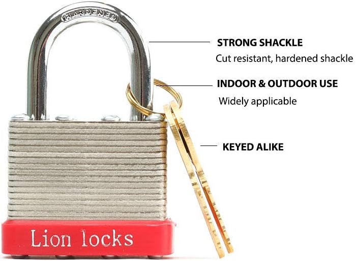 48 Keyed-Alike Padlocks with 2" Long Shackle, Hardened Steel Case, Brass Pin Cylinder S558