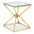 Gold Glass Top End Table D538