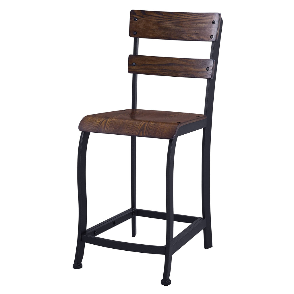 Brown Wood and Grey Metal Gathering Stools Set of 4 W9569