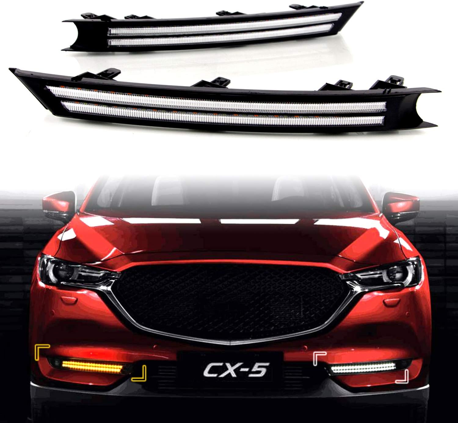 Dual Color LED Strip Daytime Running Light with Dynamic Sequential Turn Signal A271