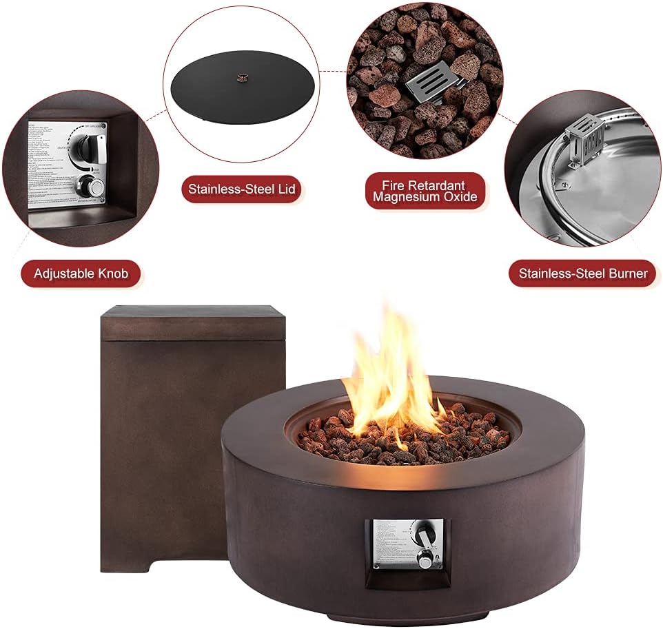 30in Outdoor Propane Fire Pit with Lava Rocks J3963
