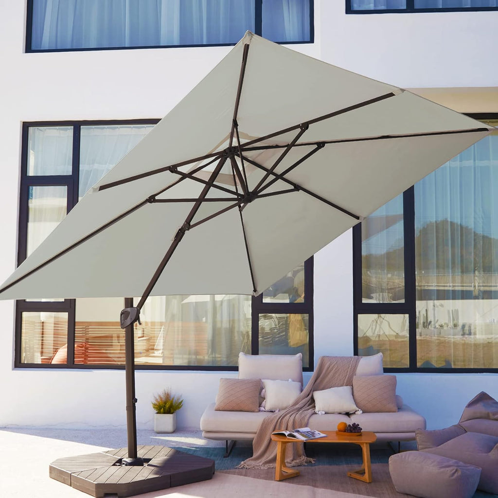 9x9 FT Square Cantilever Patio Umbrella with Sky Blue Solution-dyed Fabric F28421