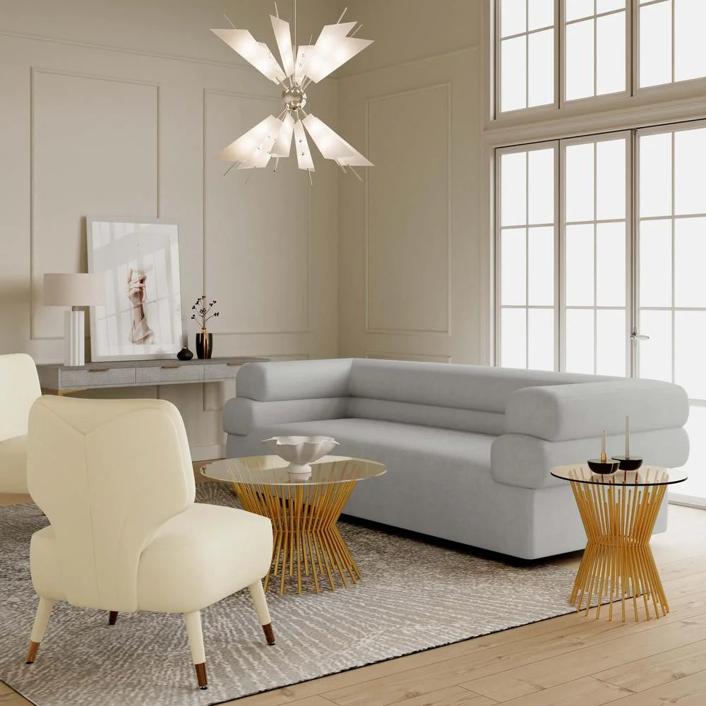 Light Grey Velvet Sofa H6640