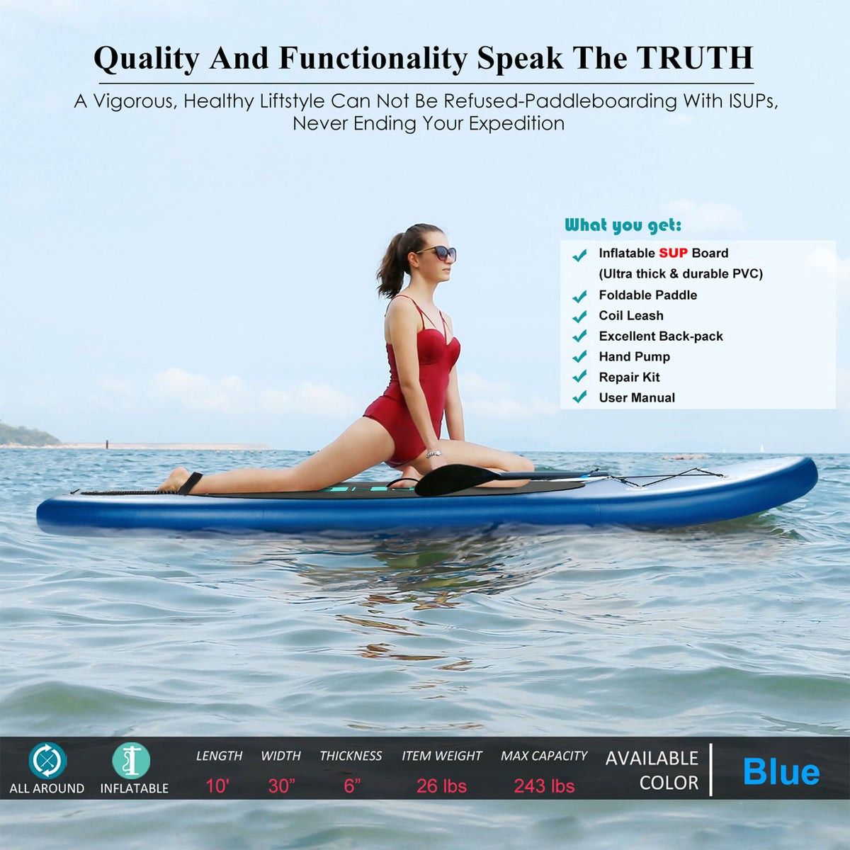 Blue Inflatable Stand Up Paddle Board E21299
