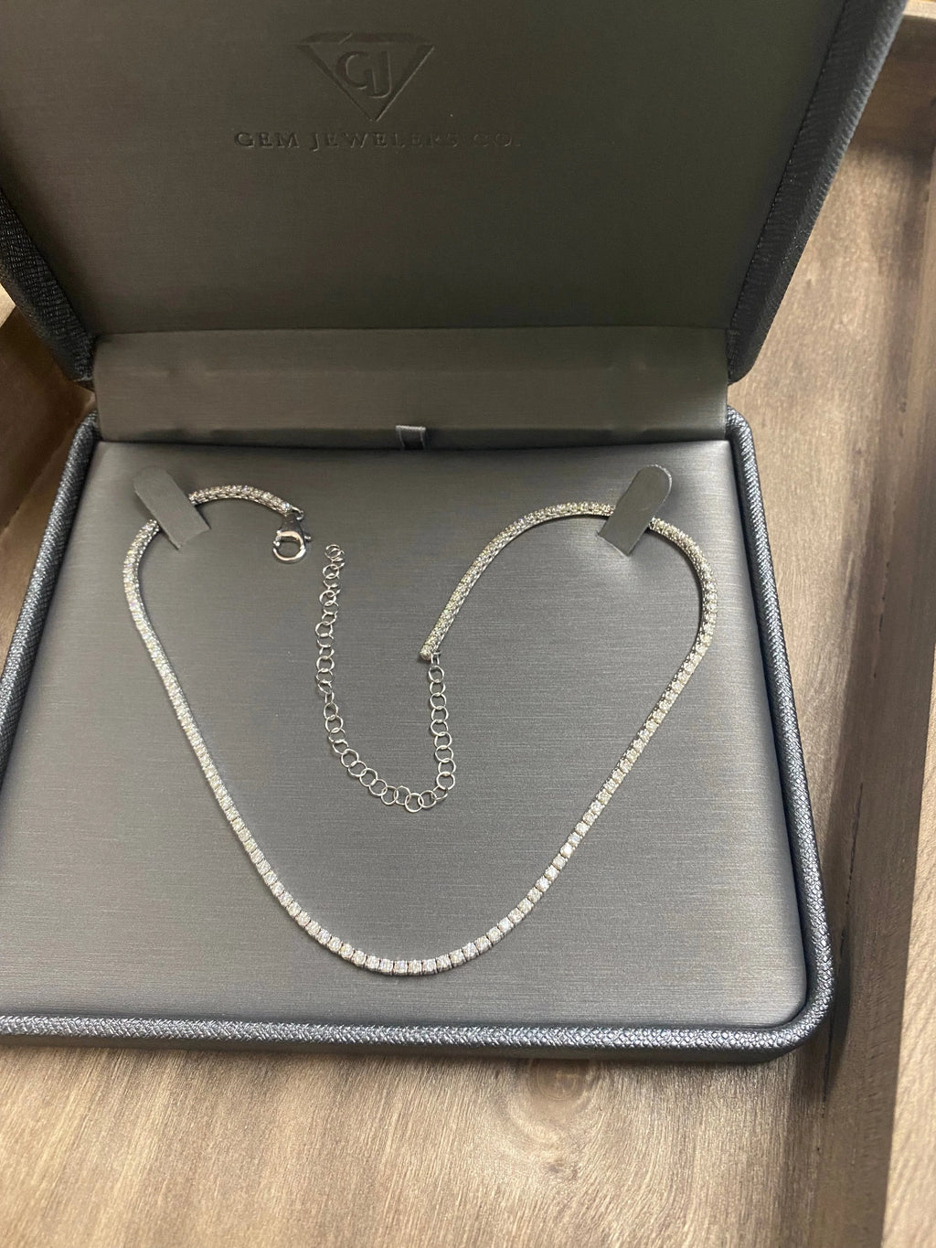 10 Carat Adjustable Round Diamond Tennis Necklace O8641