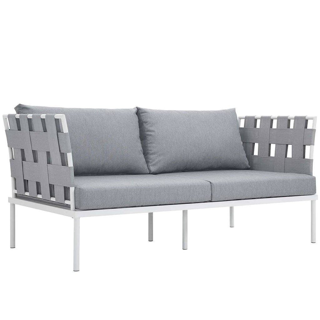 5 Piece White Gray Outdoor Aluminum Sectional Sofa Set E73339