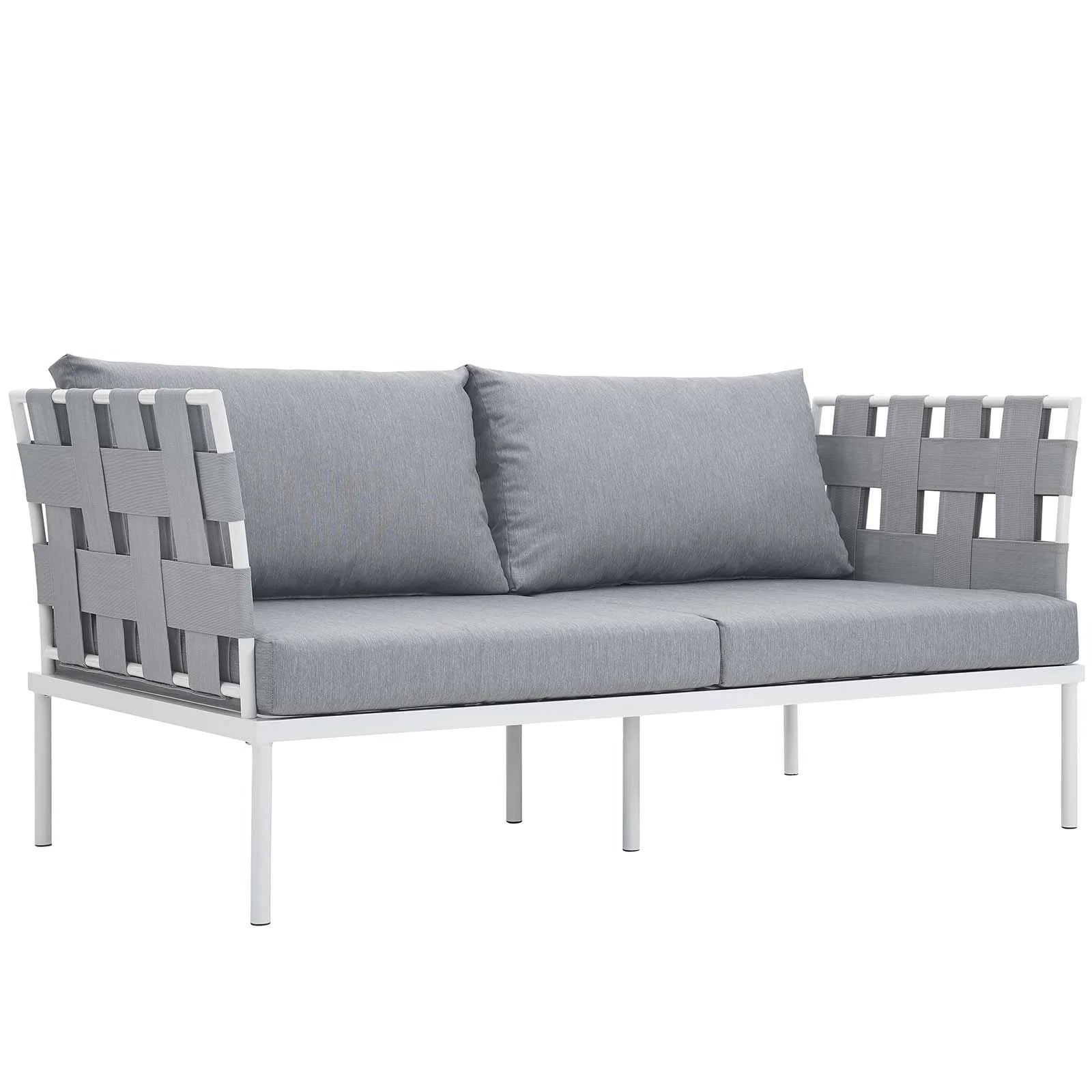 5 Piece White Gray Outdoor Aluminum Sectional Sofa Set E73339
