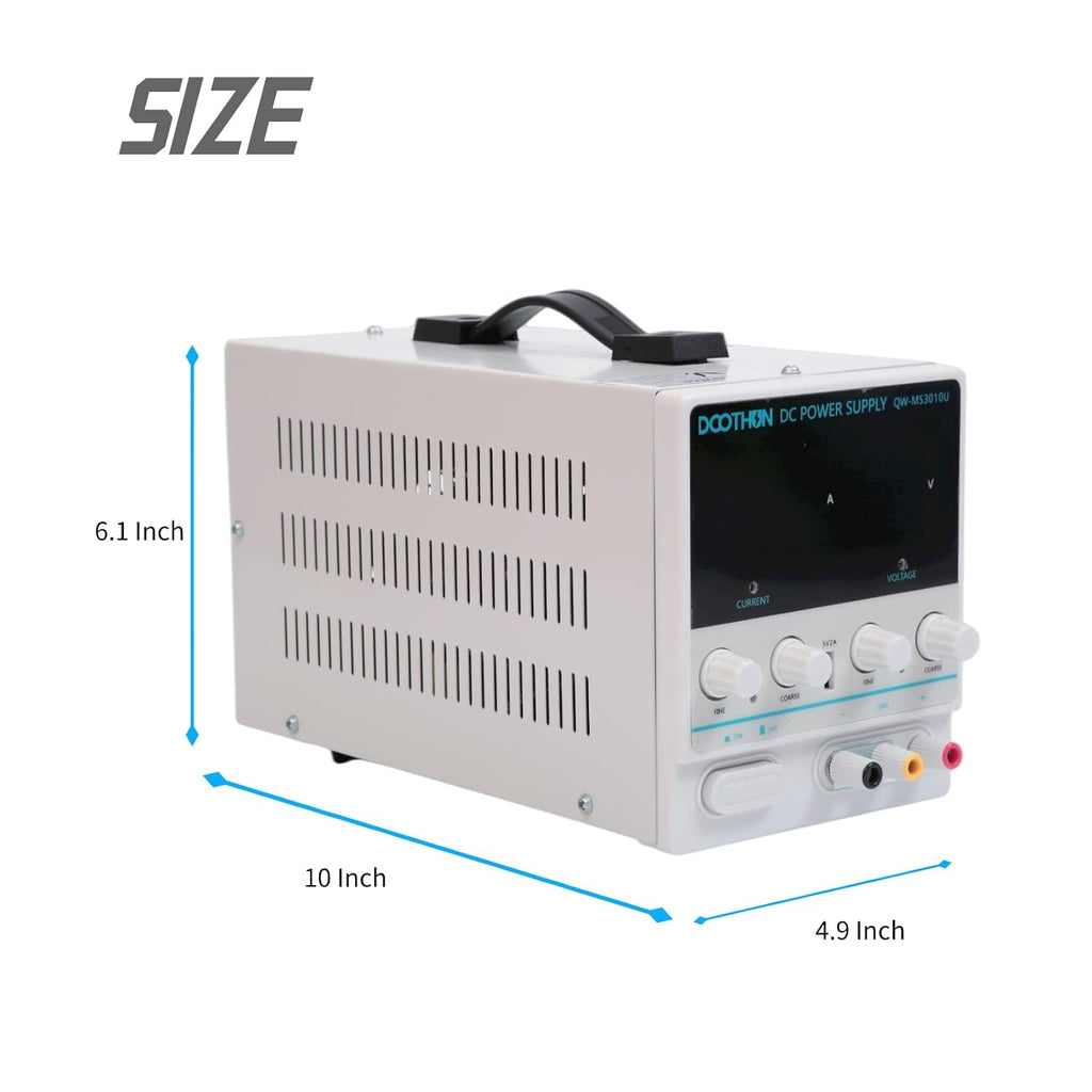 DC Power Supply Variable Adjustable Switching Regulated Bench Power Supply, 3-Digit LED Display, 5V/2A USB Interface, Alligator Test Line, American Power Cord, 30V/10A, Pack of 2 V519