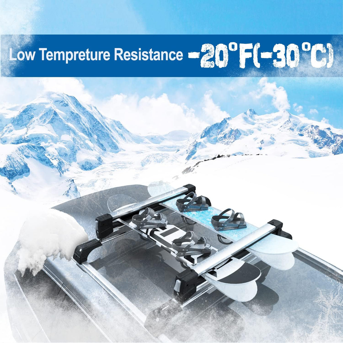 Universal Ski & Snowboard Car Rack with Anti-Theft Lock, 35 Fits Up to 6 Pairs of Skis or 4 Snowboards C127