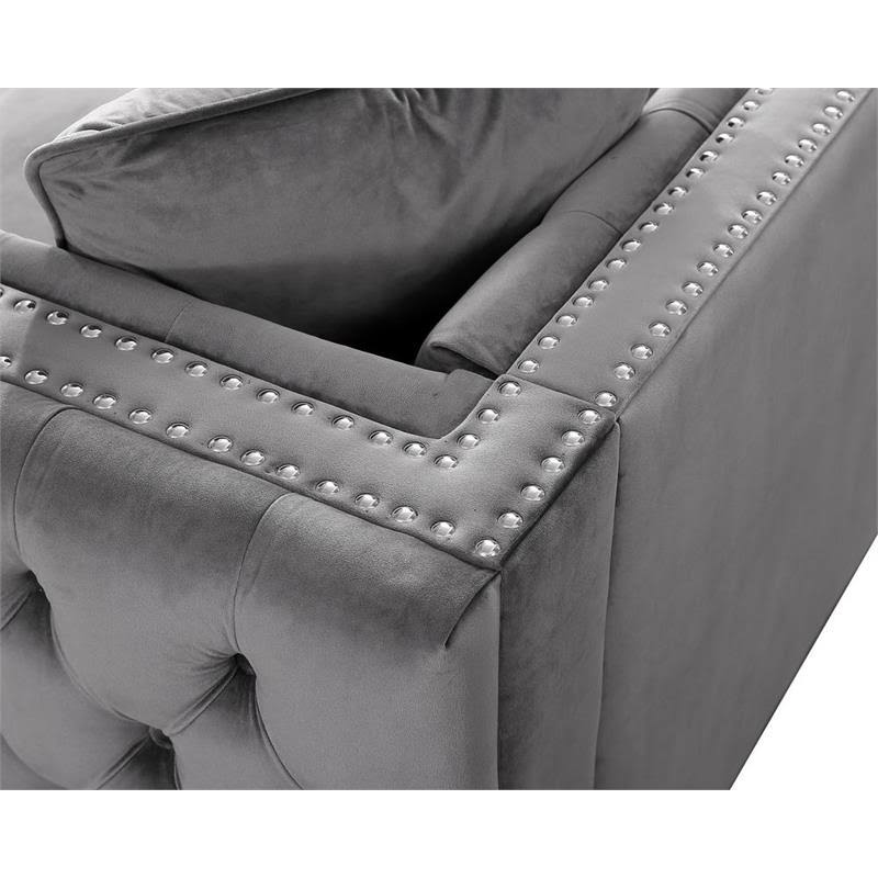 2 Piece Velvet Loveseat and Chair Set in Gray E99503